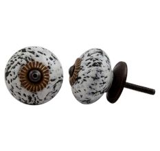 White Black Etched Knob